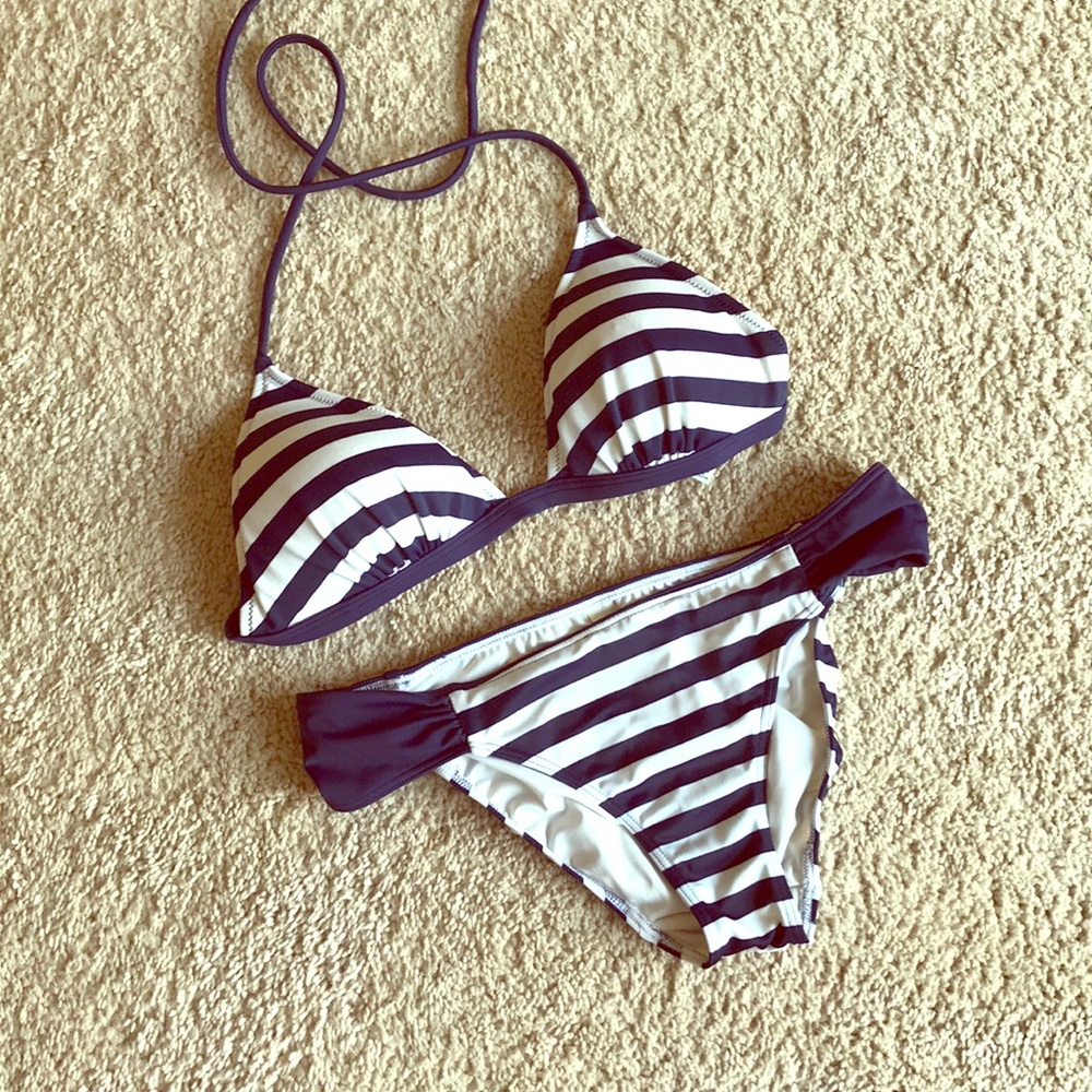 Navy and white bikini